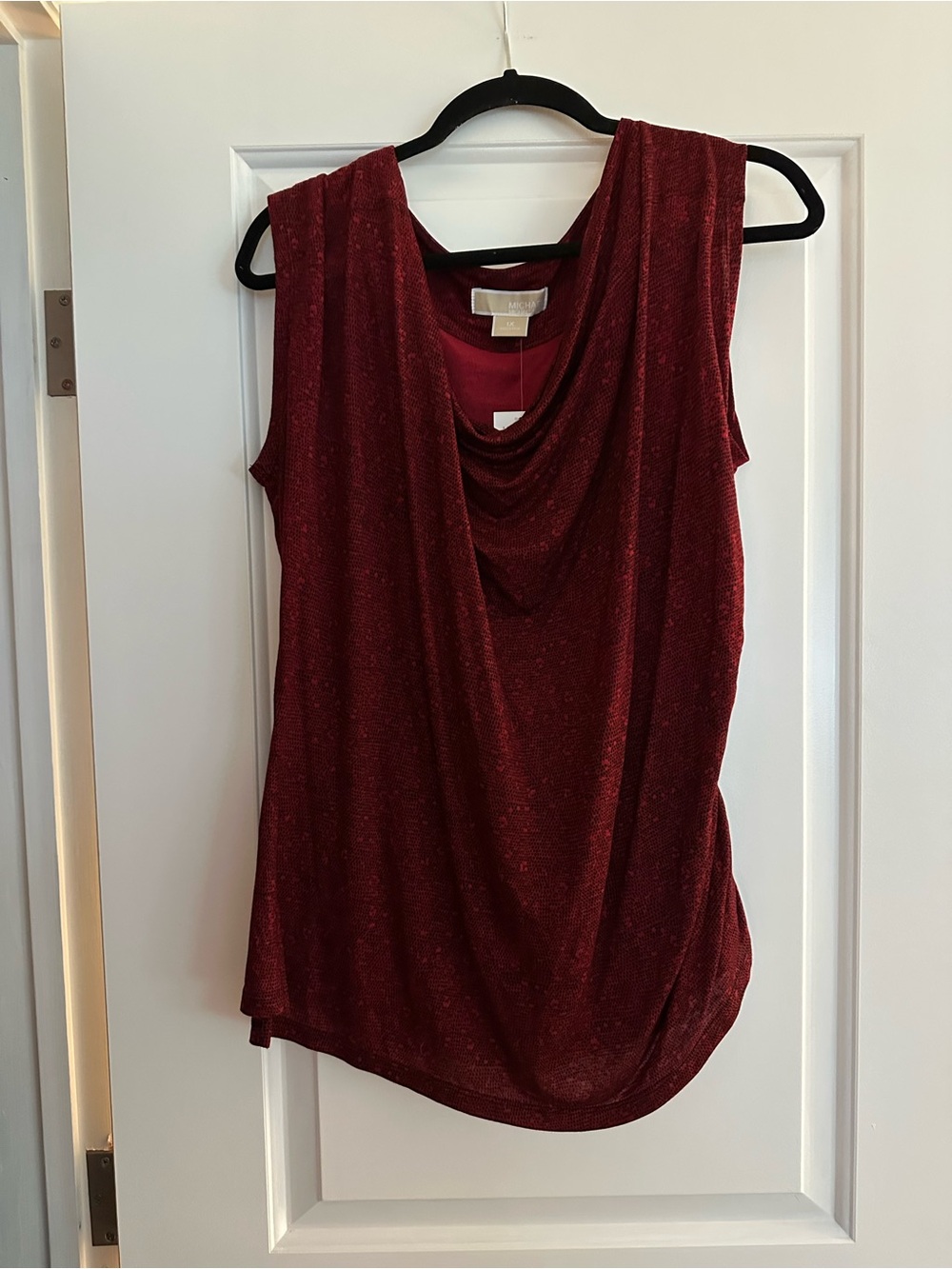 MICHAEL Michael Kors Burgundy Draped Sleeveless Top.